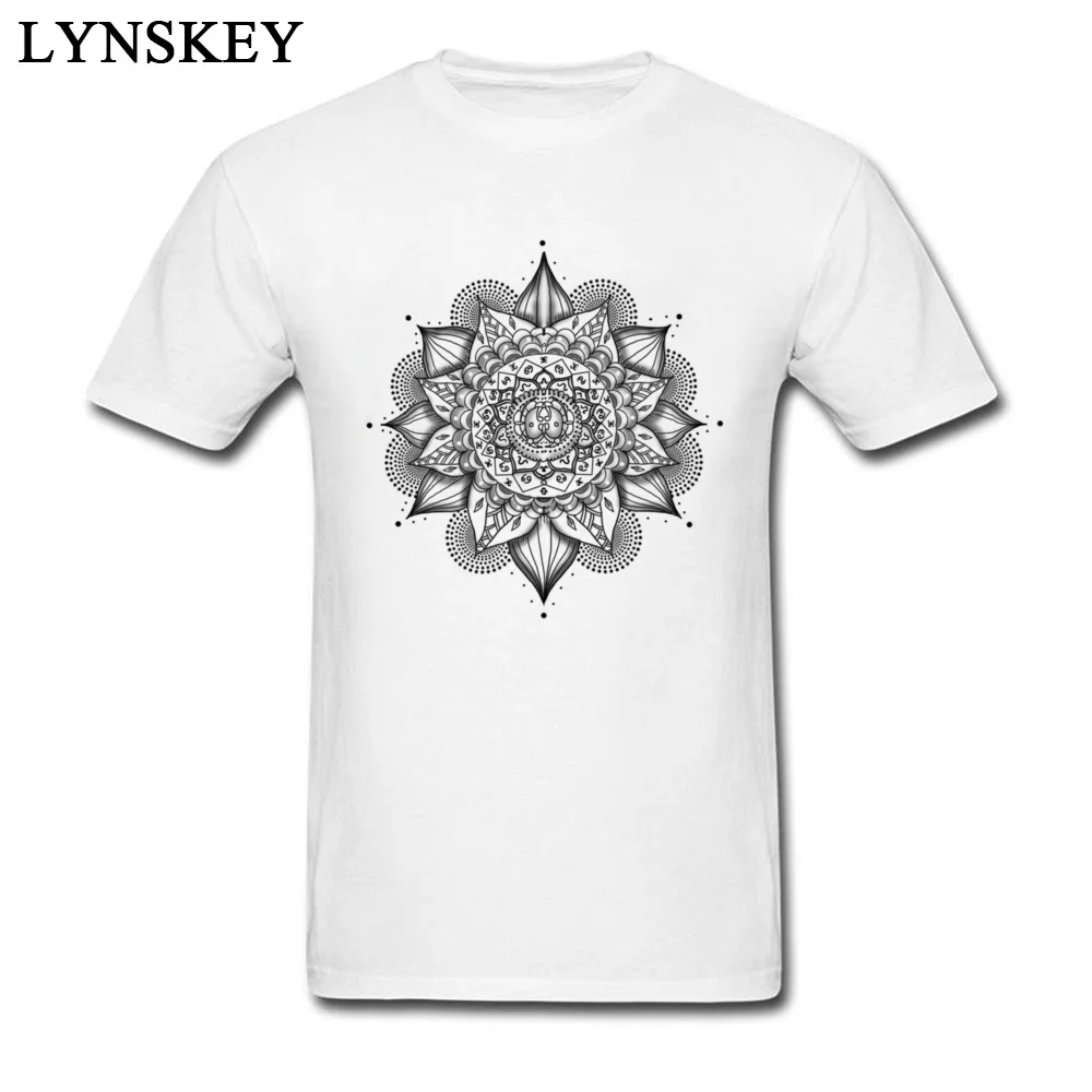Gift T-Shirt for Male Short Sleeve Faddish Crewneck All Cotton Autumn Tops Shirt Printed On Tee Shirts Top Quality Free Shipping 7-2-mandala-tattoos-picture white