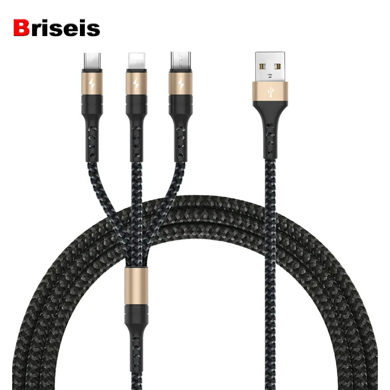 

USB Cable For iPhone XS X 8 7 6 Charging Charger 3 in 1 Micro USB Cable For Android USB TypeC Mobile Phone Cables For Samsung S9