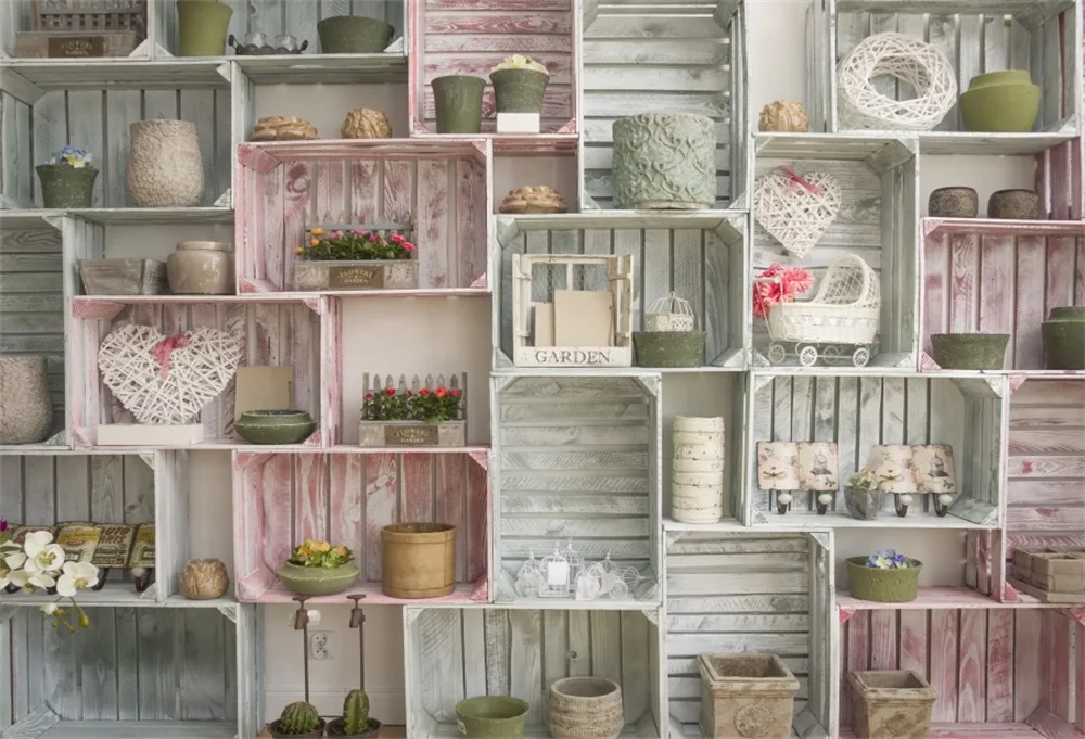 

Laeacco Wall Shelf Lattice Flowerpot Crafts Goods Photography Backgrounds Customized Photographic Backdrops For Photo Studio