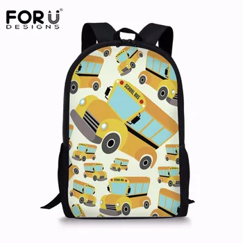 

FORUDESIGNS Brand Cartoon School Bus Pattern Student School Bags for Kids Boys Girls Lightweight Students Orthopedic Backpack