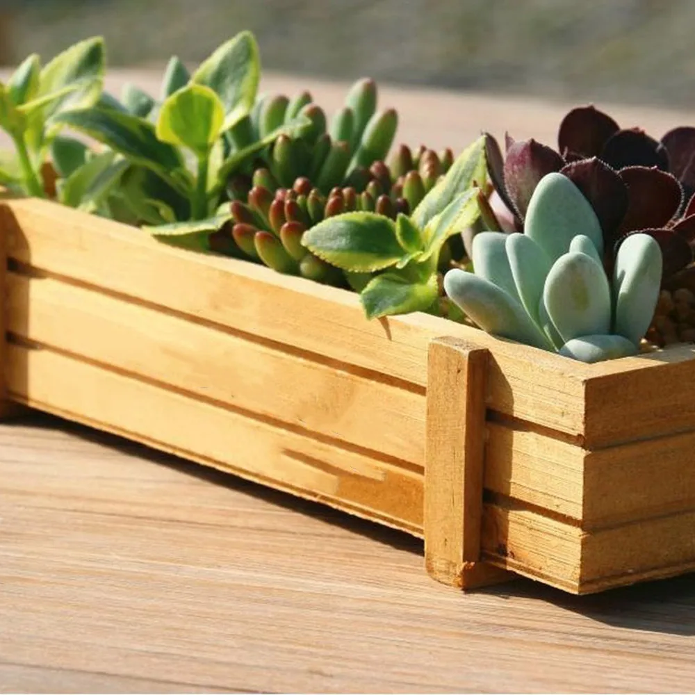 Garden Plant Pot Decorative Vintage Succulent Wooden Boxes Crates Rectangle Table Flower Pot Gardening Device Garden Plant Pot Decorative Vintage Succulent Wooden Boxes Crates Rectangle Table Flower Pot Gardening Device