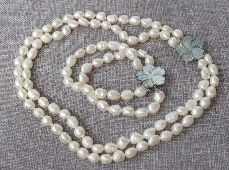 

free shipping 12620 Natural White Baroque FW pearls necklace&bracelet set (A0423) -Bride jewelry free shipping