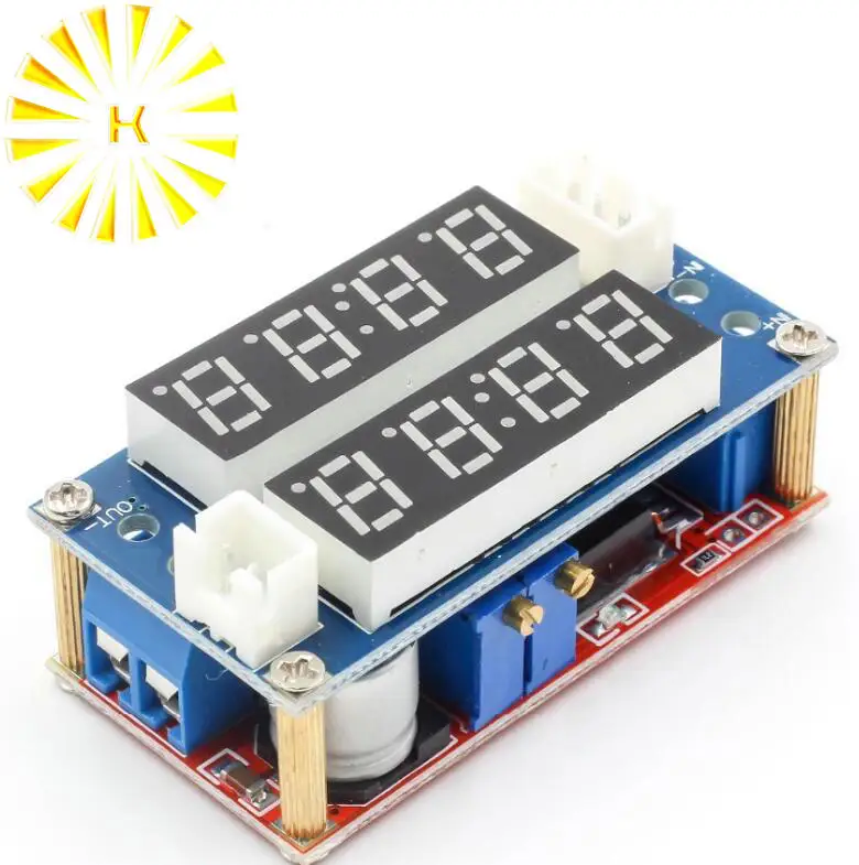 

2 in 1 XL4015 5A Adjustable Power CC/CV Step-down Charge Module LED Driver Voltmeter Ammeter Constant current voltage Connector
