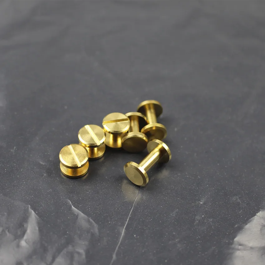 20pcs Luggage Leather belt Brass Craft Solid Screw Rivet 4 12mm Double Flat Head Belt Rivets DIY