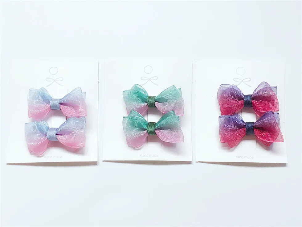

Boutique 15 Sets ins Fashion Cute Gradient Rainbow Bowknot Hairpins Gauze Bow Hair Clips Princess Headwear Hair Accessories