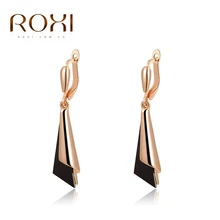 ROXI, серьги из розового золота, геометрические, элегантные, массивные, треугольные, для женщин, вечерние, свадебные, подарок, pendientes mujer moda