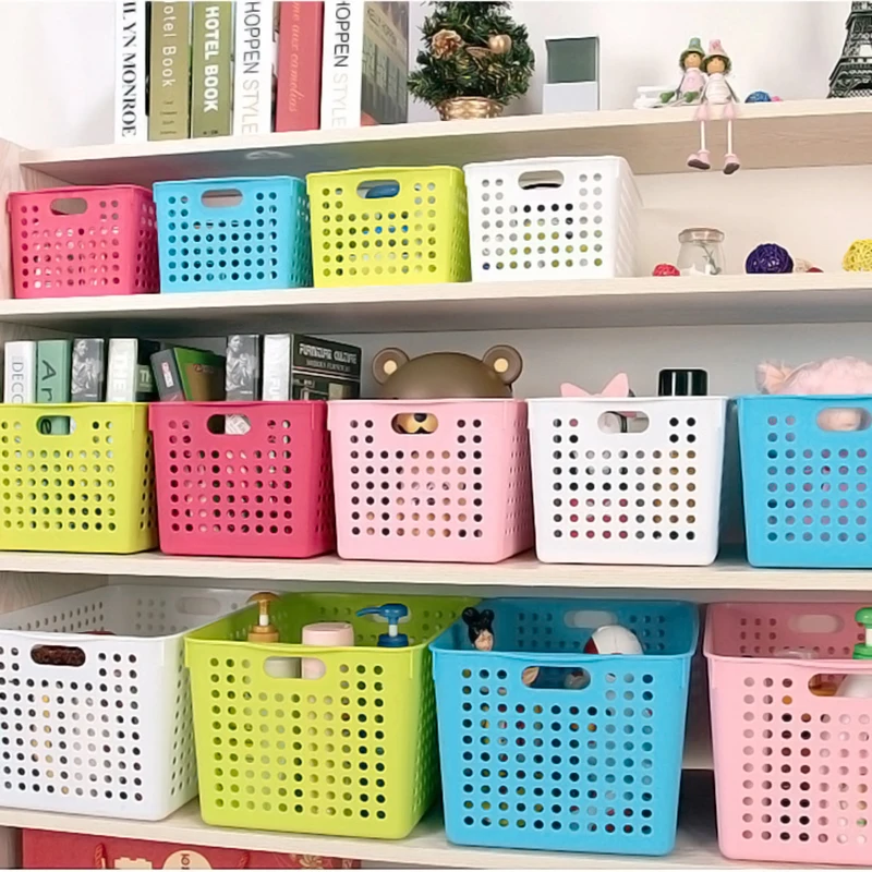 

YIWUMART Rectangular Plastic Storage Basket Multipurpose Home Desktop Kitchen Bathroom Organizer Eco-friendly Storage Basket