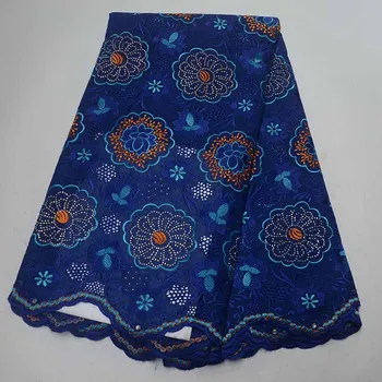 

Royal Blue High Quality Stones Swiss Voile Lace in Switzerland Cotton African Dry Cotton Lace Fabric 2019 Nigerian Voile Lace