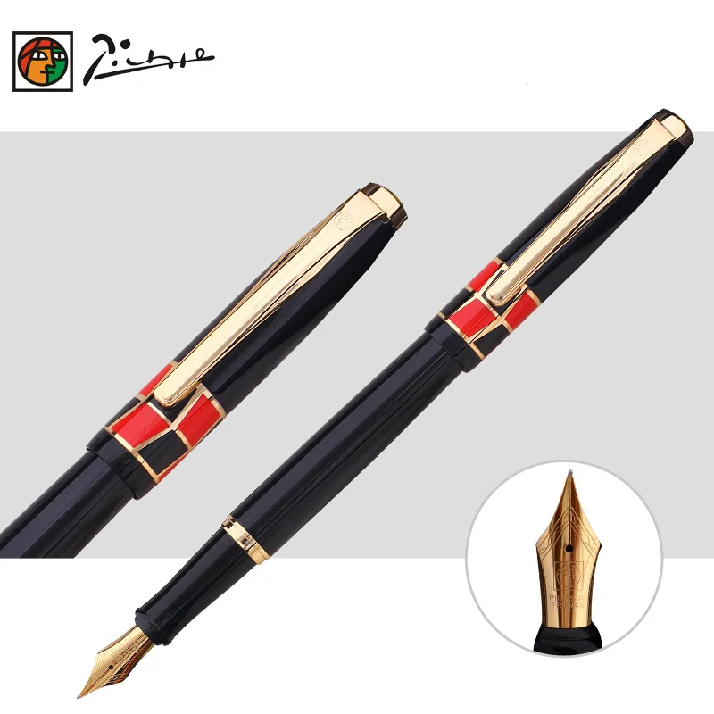 Promotion-Picasso-Pimio-923-Luxury-Pure-Black-and-Gold-Clip-Fountain-Pen-with-0-5mm-Iridium(5)