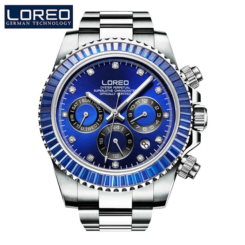 

LOREO Original Men Stainless Steel Mechanical Wristwatch Men's Automatic Self-Wind Fashion Valentine's Day Gift kol saatleri O97