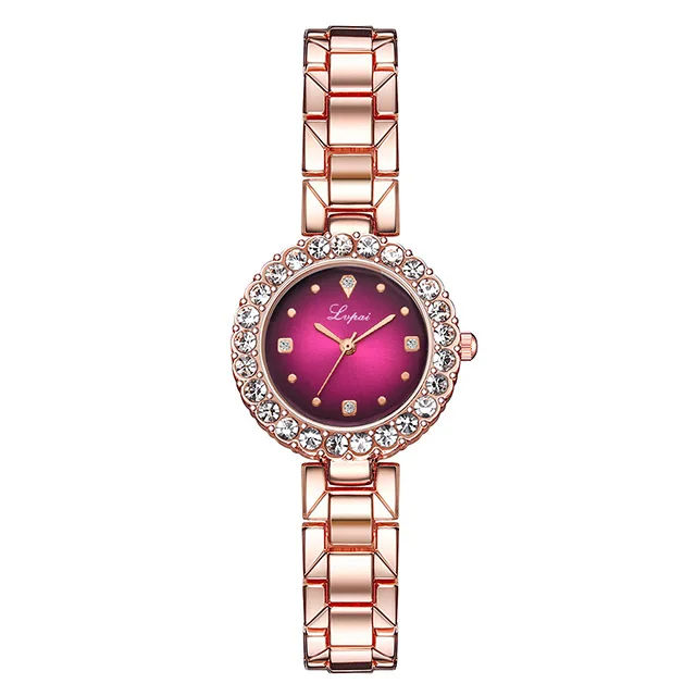 Luxury Diamond Green Watch Women Crystal Watches Bracelet Set Female Jewelry Fashion Rose Gold Starry Quartz Watch For Lady Gift - Цвет: rose rose red