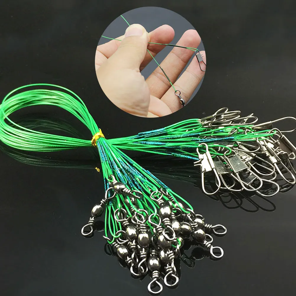 

10pcs/lot Durable Anti Bite Steel Fishing Line Steel Wire Leader With Swivel Olta Lead Core Leash Fishing Leader Wire