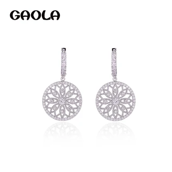 

GAOLA Hot Round Flower CZ Rhinestone Dangle Earrings For Women