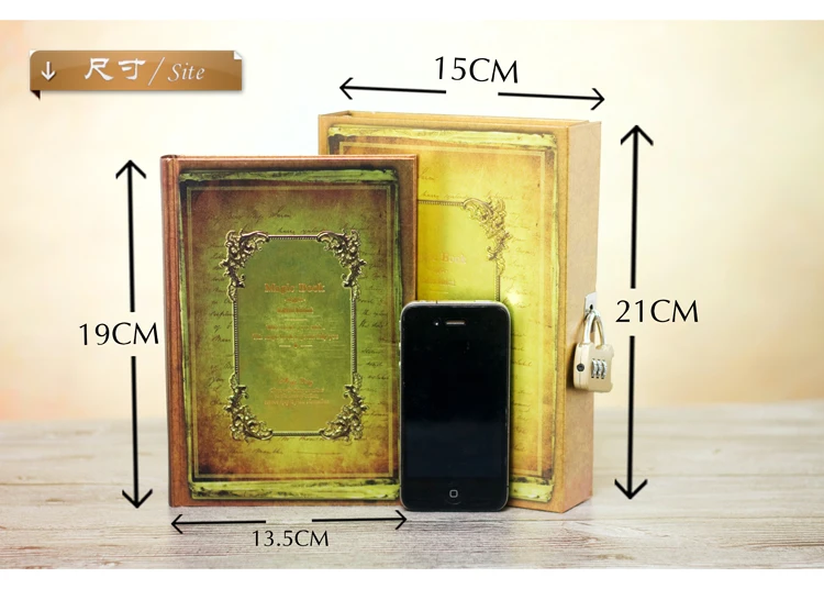 Креативный Красивый блокнот в коробке с блокировкой паролем, блокнот в винтажном стиле, 1 шт