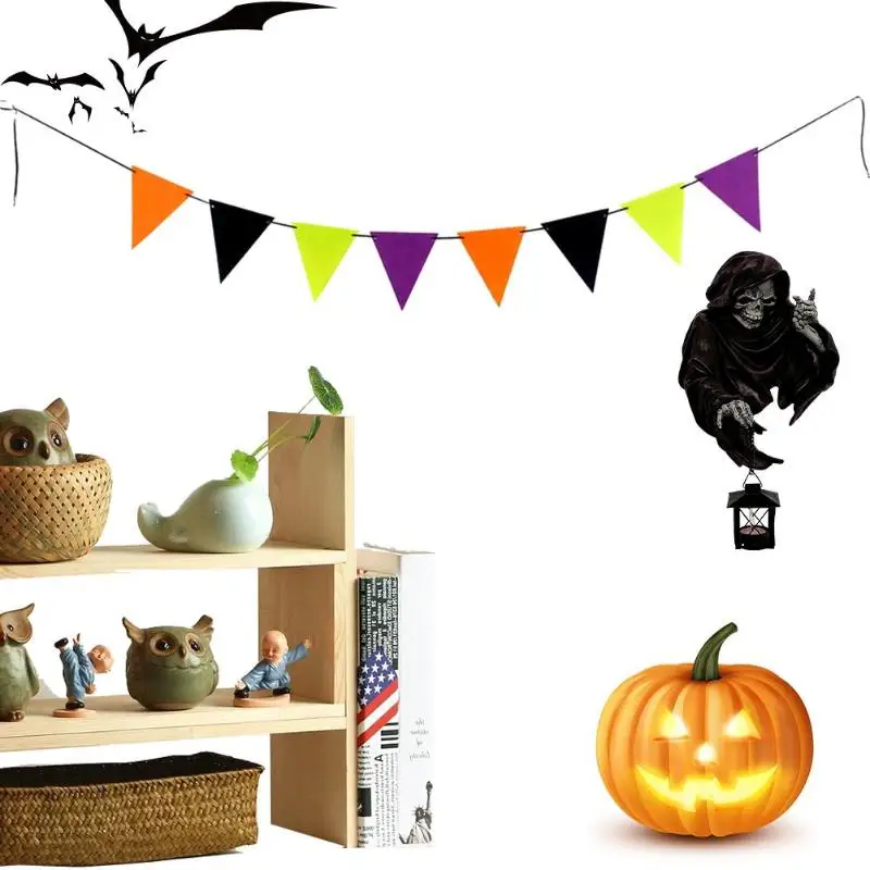 

Colorful Flag Pennant Happy Halloween Pumpkin Felt Bunting Party Banners High quality felt fabric Halloween Decoration Supplies