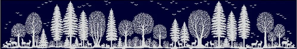 CS-1257 cross stitch kit forest deer white trees tree monochrome single color .jpg