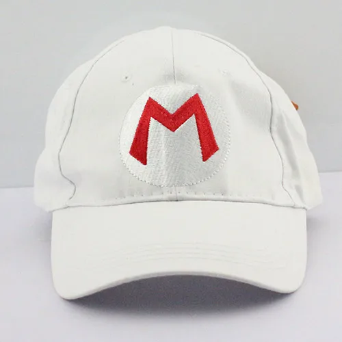 Мультфильм Super Mario Bros Ash Ketchum Марио и Луиджи бейсбольная шляпа плюшевые игрушки для взрослых с регулируемым поясом - Цвет: White