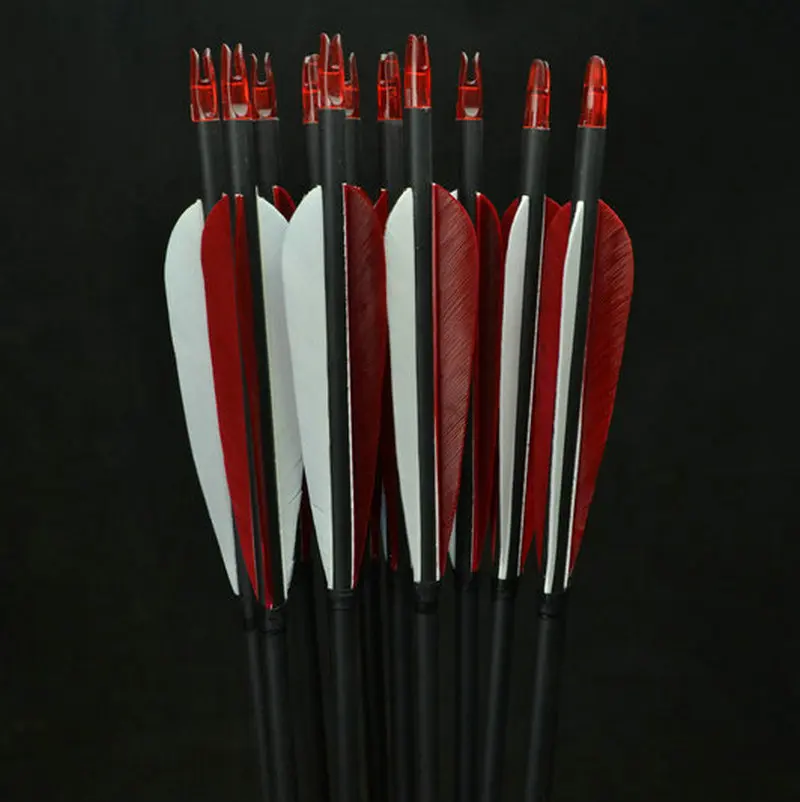 12x Carbon Arrows Turkey feather for 20 50lbs Longbow Recurve Bow
