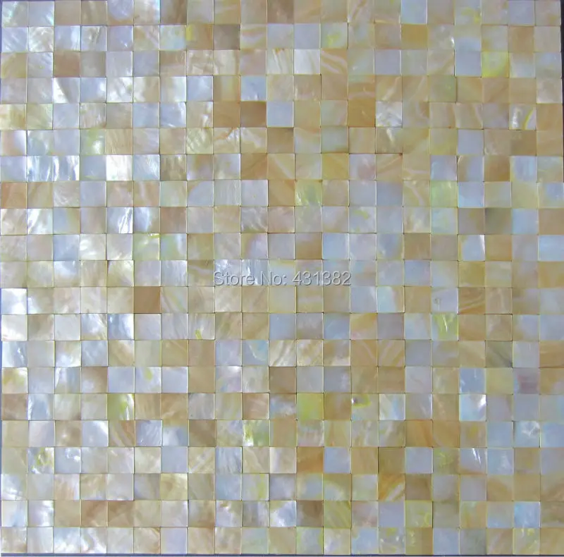Mother of pearl yellow shell mosaic tiles-Natural
