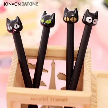 Jonvon Satone 5pcs Black Cat Pen Black Cat Doll Neutral Pen 0.5mm Cartoon Pattern Pen Gel Cute Korean Stationery School Supplies 1