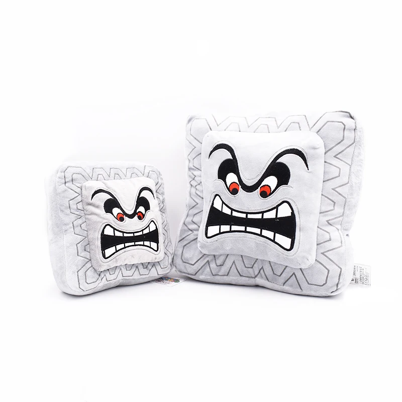 

2Size 12"30cm And 8"20cm Thwomp Dossun Plush Super Mario Plush Cushion Pillow Gray Stuffed Toys Retail Free Shipping