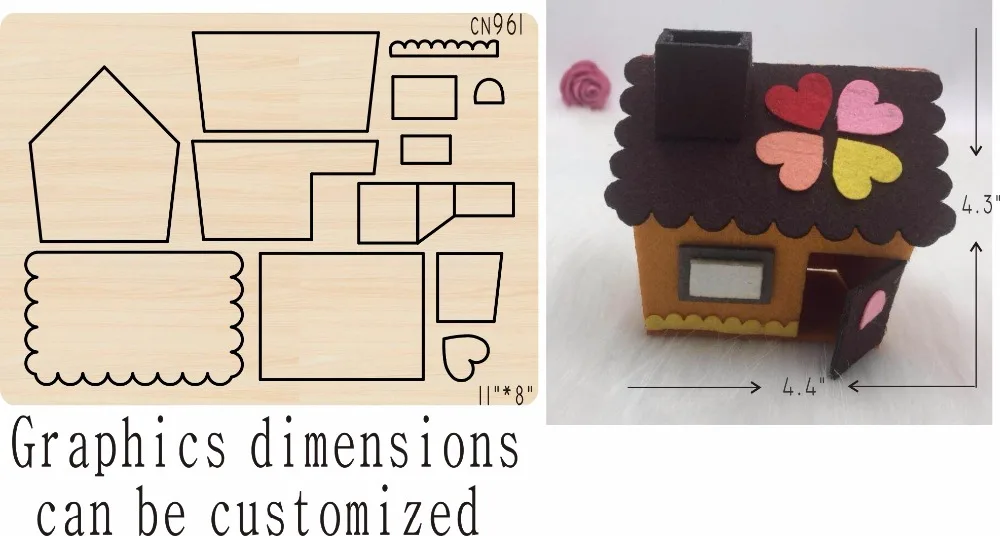 

A lovely little house wooden mold die cut accessories wooden die Regola Acciaio Die Misura ,MY