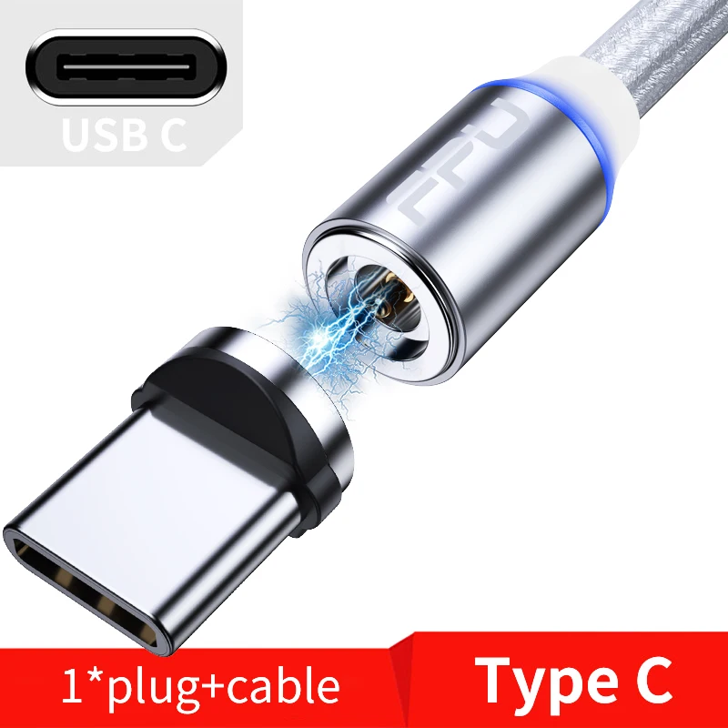 FPU 3 м Магнитный Micro USB кабель для iPhone samsung Android мобильный телефон Быстрая зарядка usb type C кабель магнит зарядное устройство провод шнур - Цвет: Silver Type-C Cable