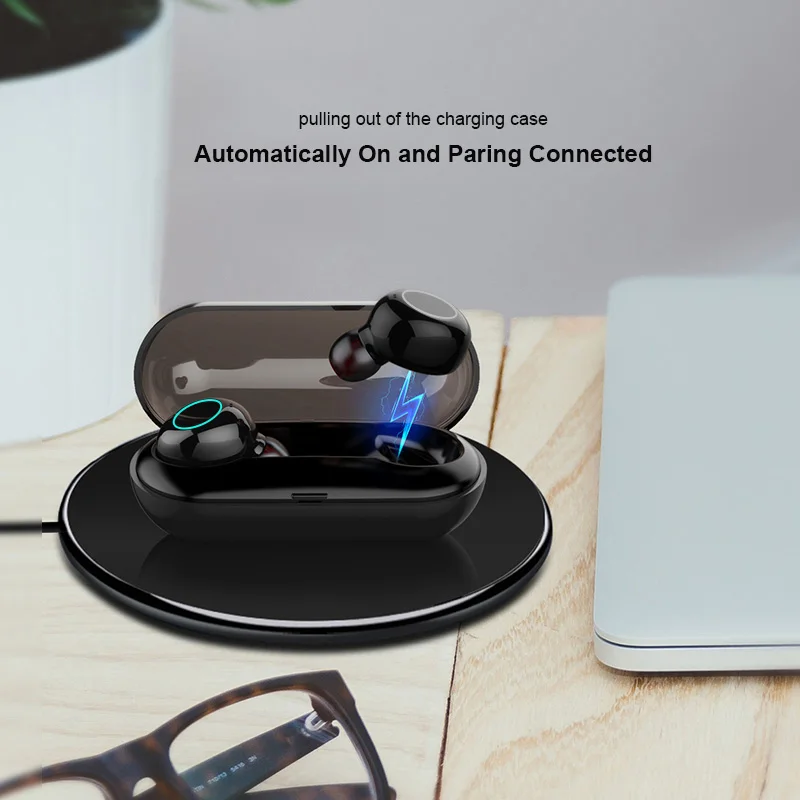 Wireless Earphone, Touch Control Bluetooth Headset Noise Cancelling IPX 8 Waterproof Stereo in-Ear Earphone for Xiaomi iPhone