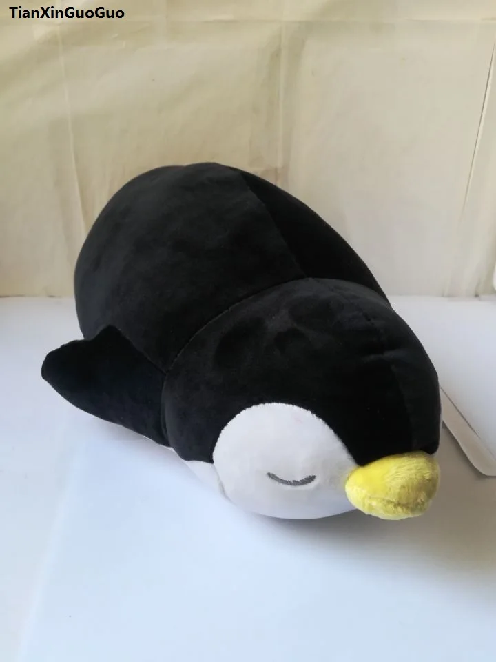 cartoon penguin about 45cm black prone penguin plush toy down cotton soft throw pillow birthday gift w2779