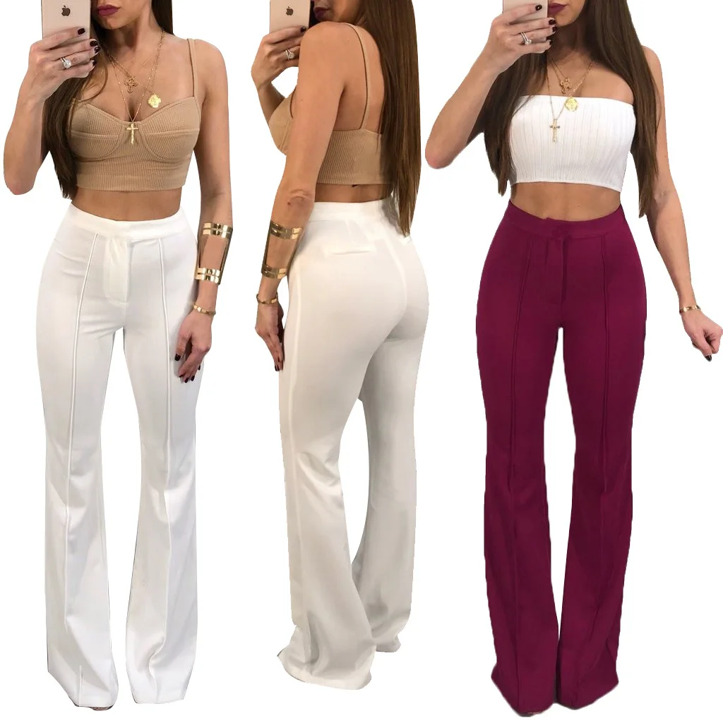 MAYFULL women Sexy linen flare pants 