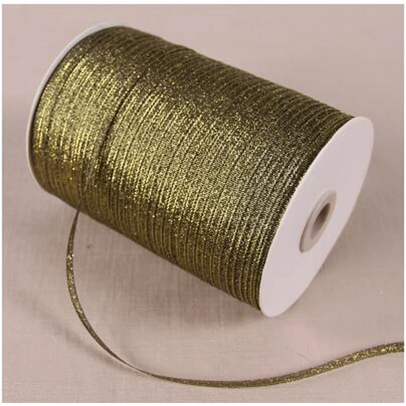 

10Meters/Lots 3mm Gold Silver Glitter Metallic Ribbons Wedding Birthday DIY Cake Decoration Christmas Halloween Gift Wrapping