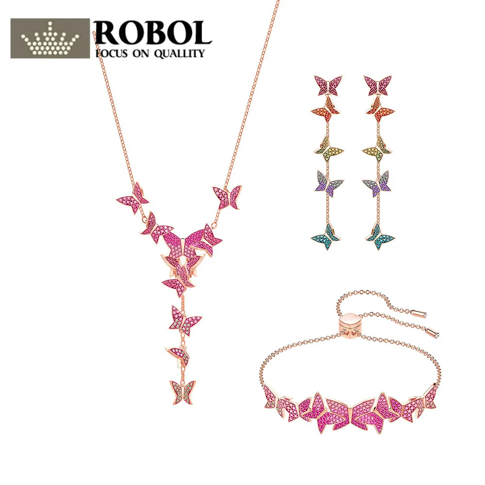 

DERMSPE 2018 New Y-Stereosphere Butterfly-shaped Rose Crystal Necklace Female Gift Bracelet 5378695 Birthday Gift Bracelet