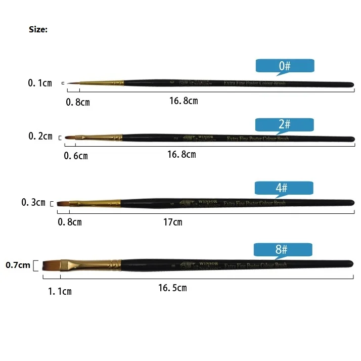 WINSOR& NEWTON художник нейлон гуашь акварель кисть для рисования, ручка Экстра тонкий плакат Цвет щетка 4 шт./компл. 6 шт./компл