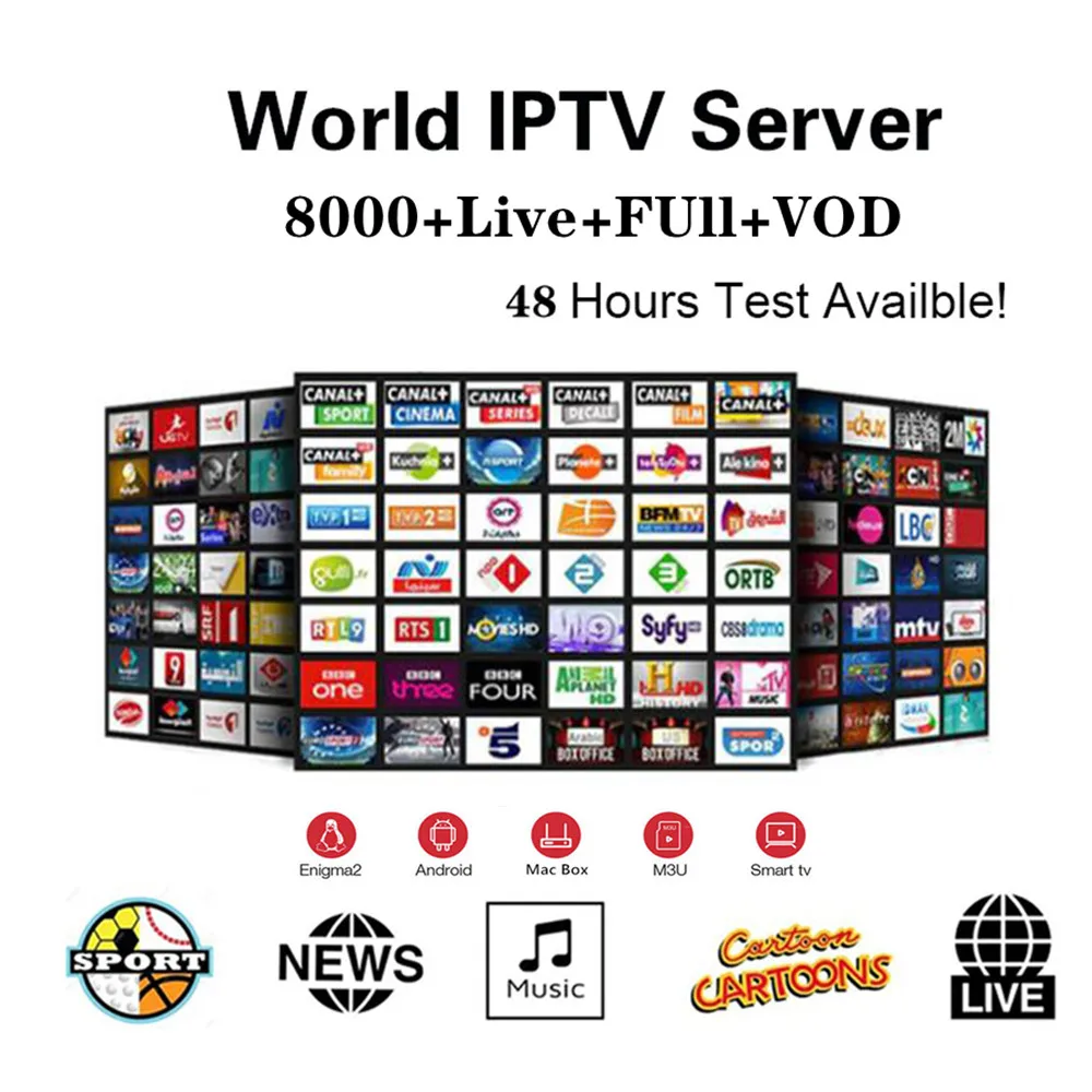 

IPTV M3u Subscription Iptv UK German French Arabic Spanish Italy 8000 Live+ VOD Arabic Premium For Android Box Enigma2 Smart TV