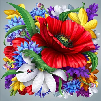 

DIY Diamond painting cross stitch Flower 5D Mosaic Diamond Embroidery Wall Decoration Stickers For Home Decoration Color