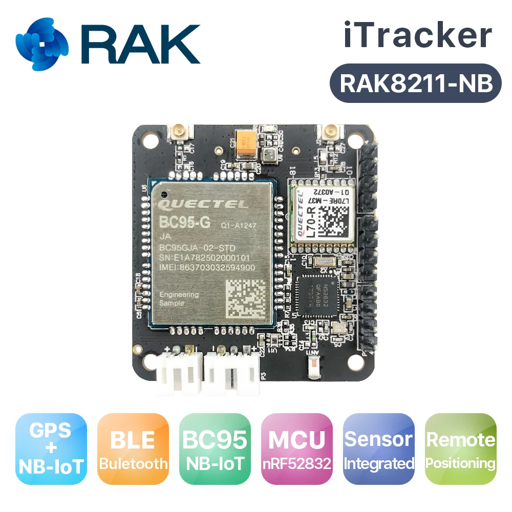 

Bluetooth 5.0 iTracker Remote Positioning Tracker Module NBIoT Node IOT Module, BLE+GPS+Sensors, BC95 Support Global Band Q076