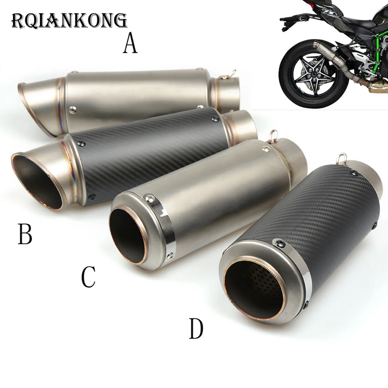 51 61MM Motorcycle Exhaust Pipe Scooter Modified 60mm exhaust Muffler