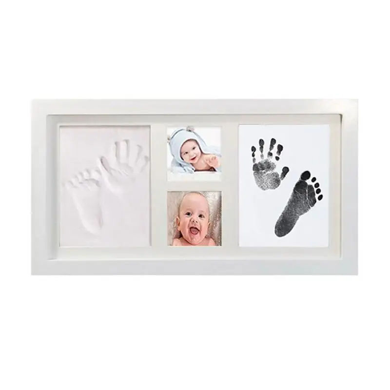  Baby Children Kid Foot Hand Finger Wood Photo Frame Set Print Clay Ink Kit Gift Memory