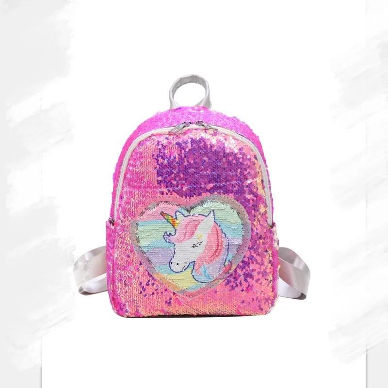 

Women glitter Sequins Backpack small Cute Antlers Colorful Schoolbag with laser heart For Teenage Girls Backpack kids