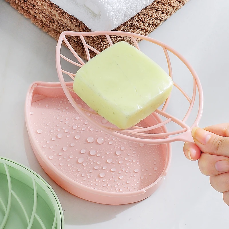 

Double Layer Leaf Shape Drain Soap Box Portable Travel Storage Container Bathroom Organizer Box Soap Dishes Holder Bath Supplies