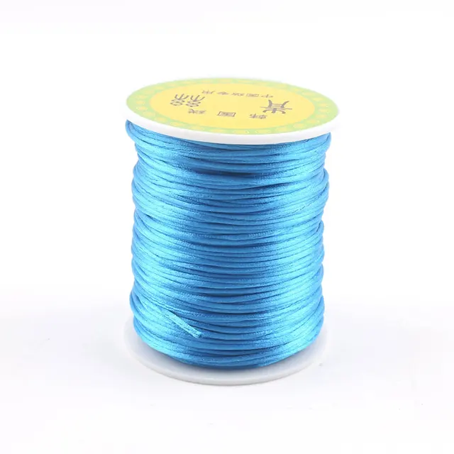 1pc 1mm 80m Satin Silk Rope Nylon Cord Colorful Baby Teether Accessories Teething Necklace Rattail Cord DIY Tool Toys Baby Blue75M