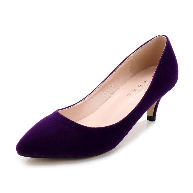 MAIERNISI/классические черные туфли на высоком каблуке; модные женские туфли-лодочки; Новая офисная обувь; модная женская обувь из флока; модные женские туфли на шпильке - Цвет: purple