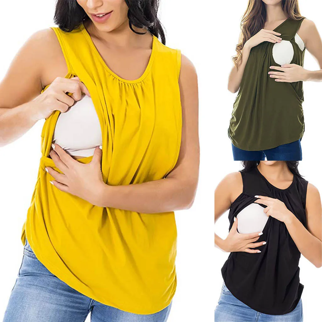 MUQGEW Одежда для беременных футболка femme enceinte Женская майка для кормящих мам без рукавов удобная одежда для грудного вскармливания