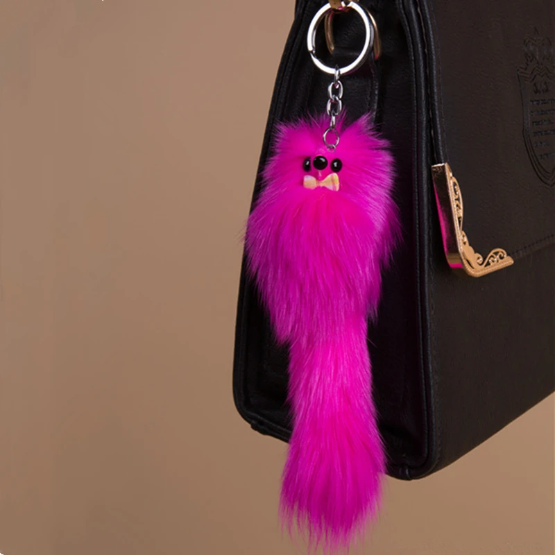 Брелок для ключей из натурального Лисьего меха 17 см|bag charm|women keychainfashion keychain |