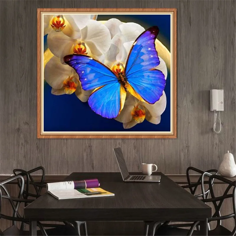 

Hot sale Needlework 5d diamond painting Blue butterfly mosaic handmade rhinestone needlework diamond embroidery Home decor