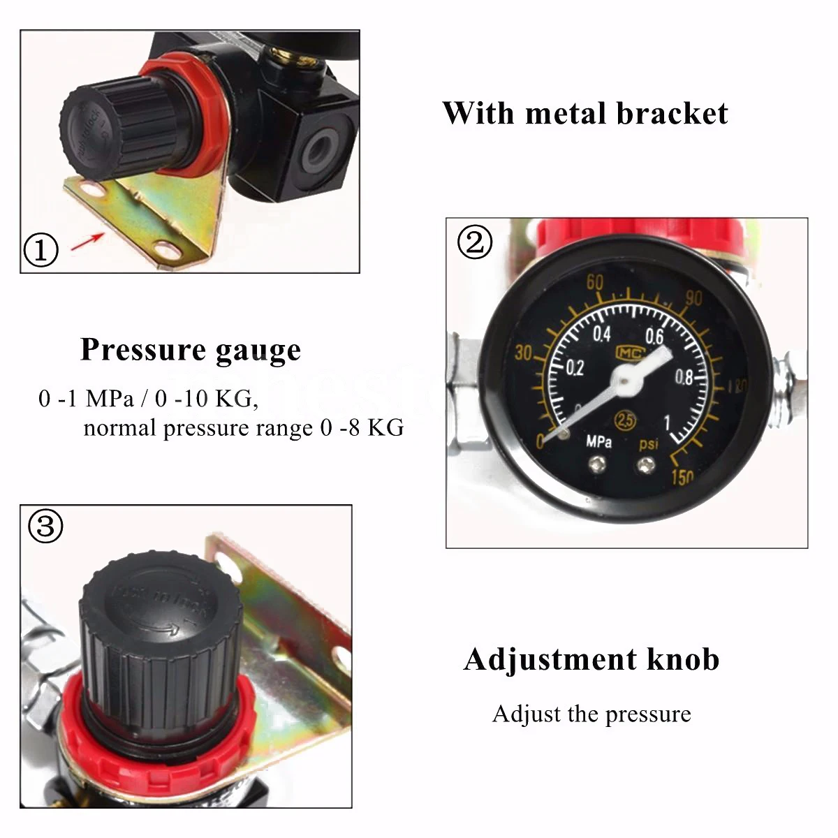 1/4" AFR2000 Air Compressor Oil Water Filter Regulator Pressure Gauge Moisture Trap with Fittings Mayitr