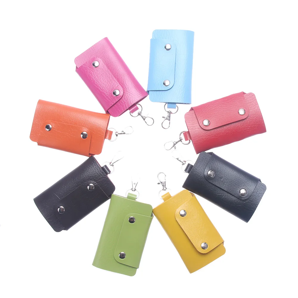 

Hot Sale PU Leather Housekeeper Holders Car Keychain Key Holder Bag Case Wallet Cover Buckle key wallet case car keychain