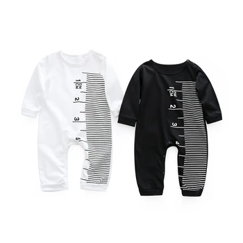 

Toddler Baby Rompers Autumn Roupas Infant Jumpsuits Boy Clothing Sets Ruler Pattern Romper Spring Cotton Baby Girl Clothes