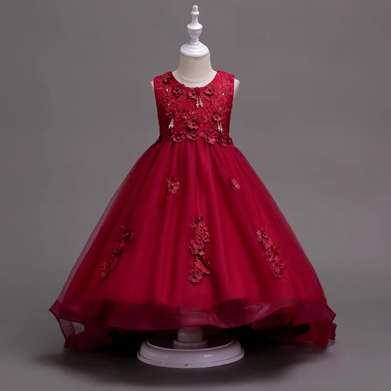 

2019 Party dress for girls . Beaded lace girl dress / Christmas red Mermaid tail Dress