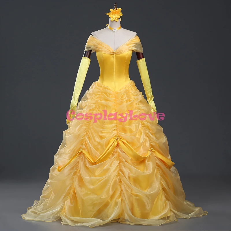 CosplayLove Beauty and The Beast Cosplay Custom-made Belle Cosplay Dress Yellow Adult Kid Princess Cosplay Costume With Cloak (13)